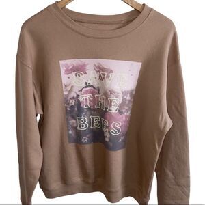 Flourish- save the bees tan graphic Crewneck